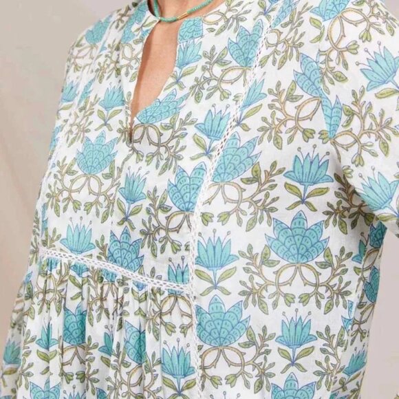 BLUTHREADS x ROCKFLOWERPAPER TILLY BLUE GREEN BEACH DRESS - Picture 3 of 10